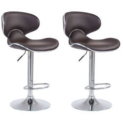 Ensemble de 2 tabourets de bar Las Vegas V2 en similicuir chromé brun