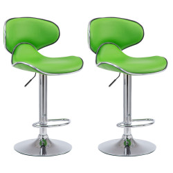 Ensemble de 2 tabourets de bar Las Vegas V2 en similicuir chromé vert