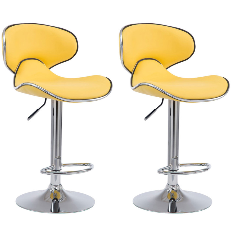 Ensemble de 2 tabourets de bar Las Vegas V2 en similicuir chromé jaune