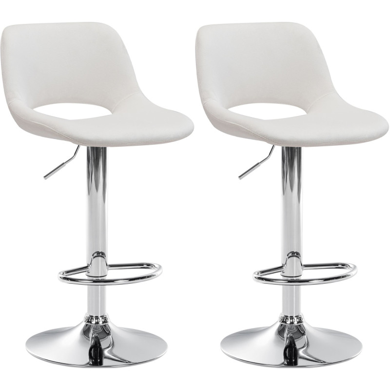 Lot de 2 tabourets de bar Camden en velours chromé crème