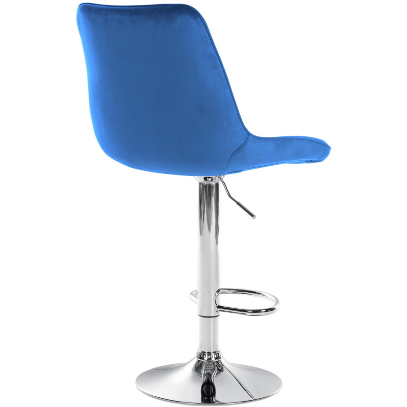Tabouret de bar Toni velours chromé bleu