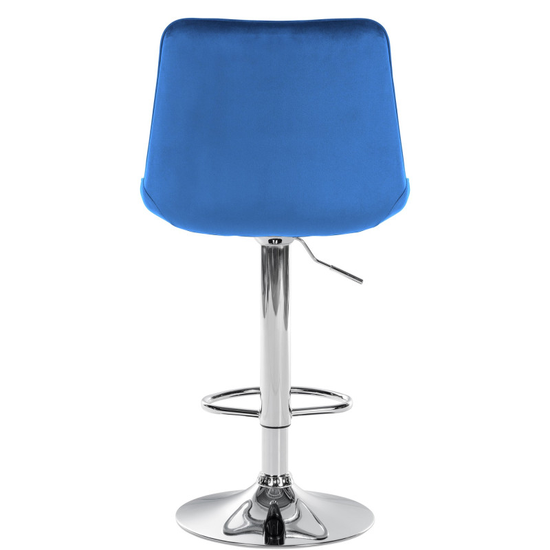 Tabouret de bar Toni velours chromé bleu