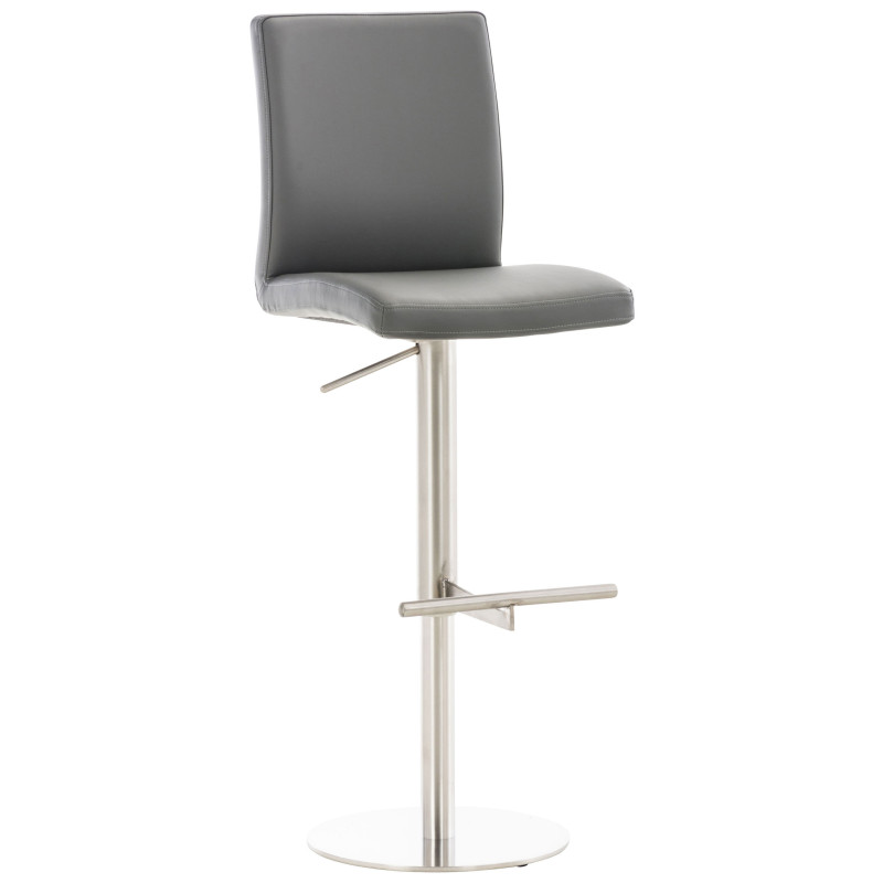 Tabouret de bar Cadiz, similicuir, acier inoxydable gris