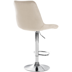 Tabouret de bar Toni velours chromé crème