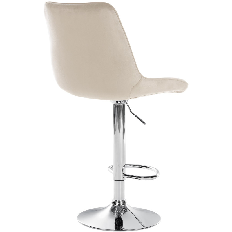 Tabouret de bar Toni velours chromé crème