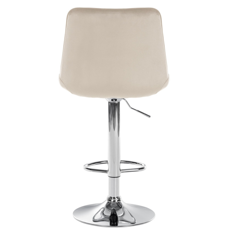 Tabouret de bar Toni velours chromé crème