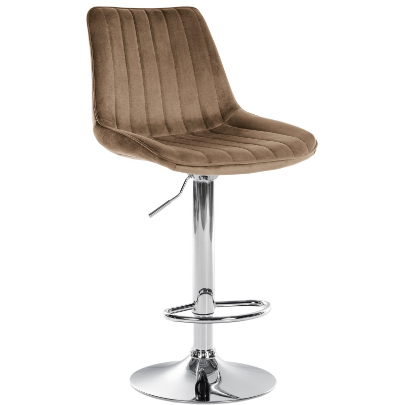 Tabouret de bar Toni velours chromé brun