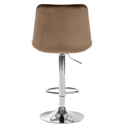 Tabouret de bar Toni velours chromé brun