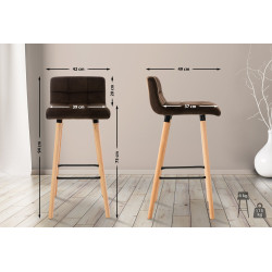 Tabouret de bar en velours Lincoln brun