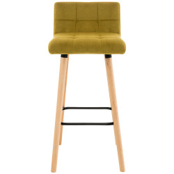 Tabouret de bar en velours Lincoln jaune