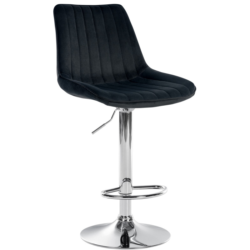 Tabouret de bar Toni velours chromé noir