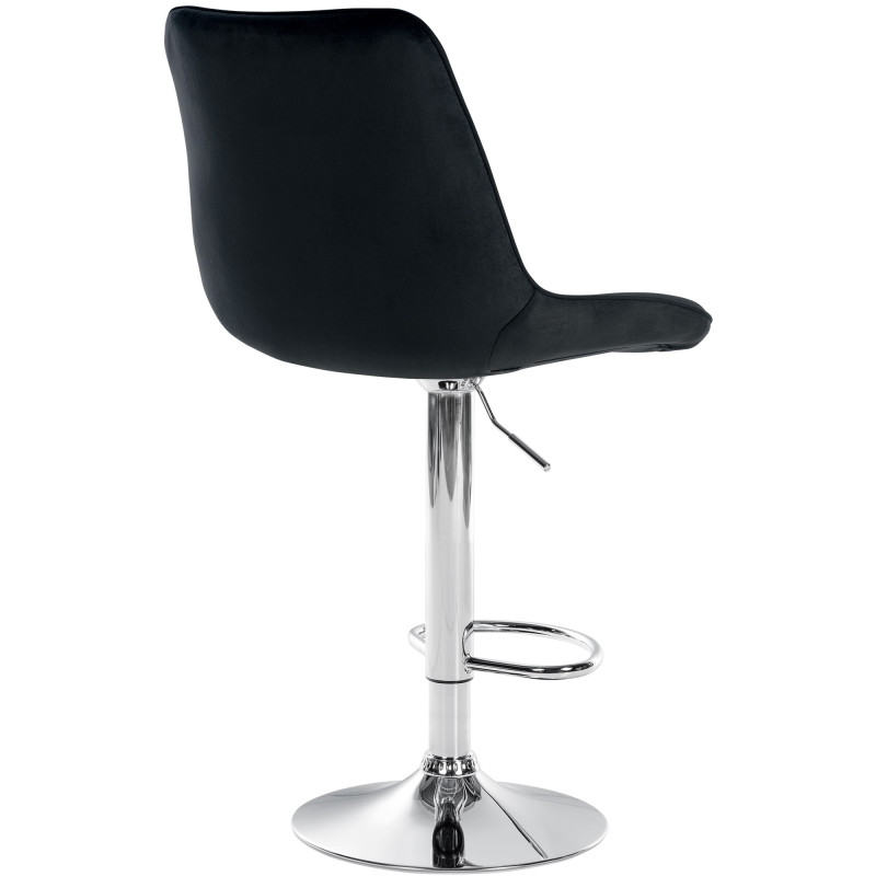 Tabouret de bar Toni velours chromé noir