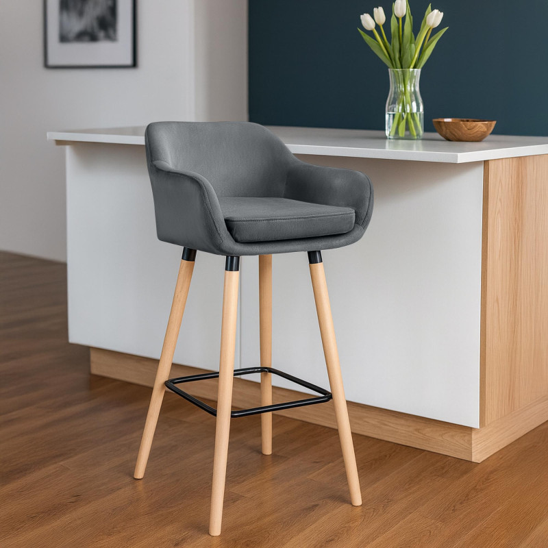 Tabouret de bar Grant en velours gris