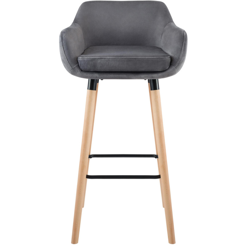 Tabouret de bar Grant en velours gris