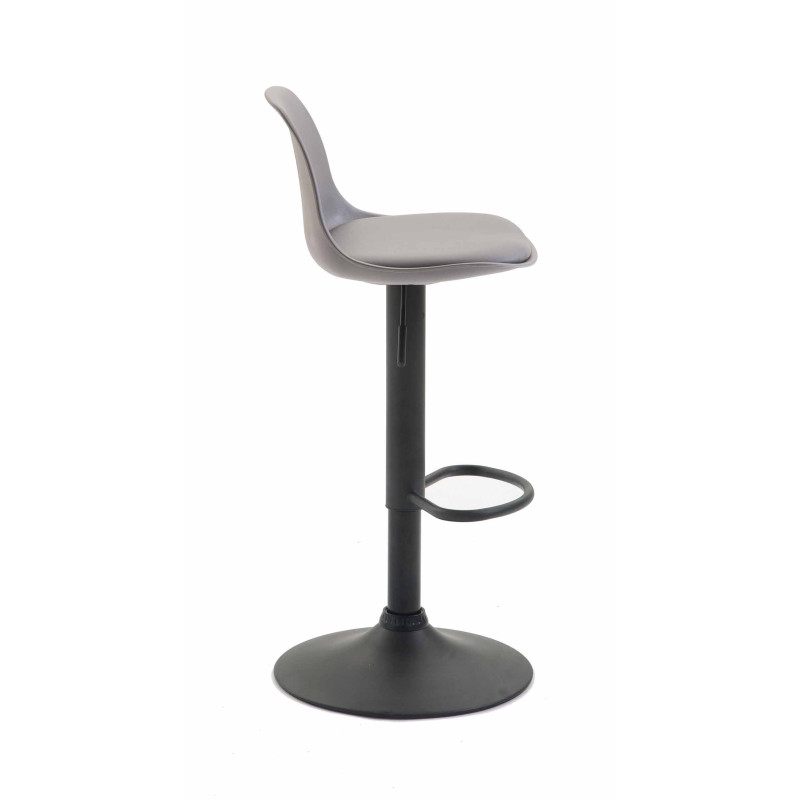 Tabouret de bar Kiel en similicuir noir gris