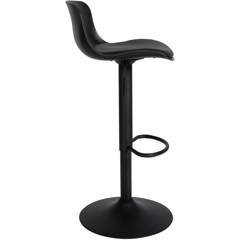 Tabouret de bar Almada en cuir artificiel noir