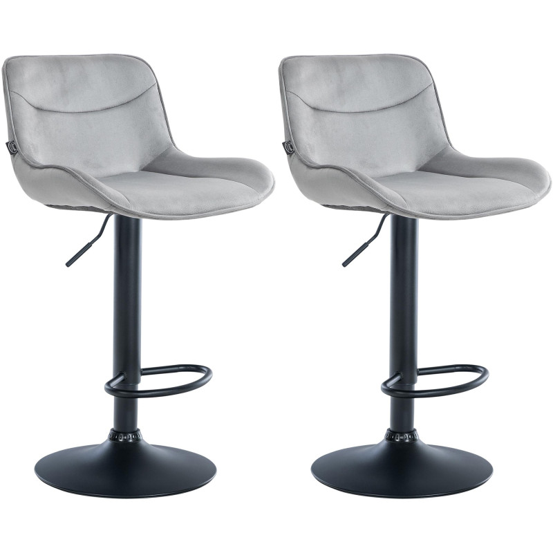 Lot de 2 tabourets de bar Vonore velours gris