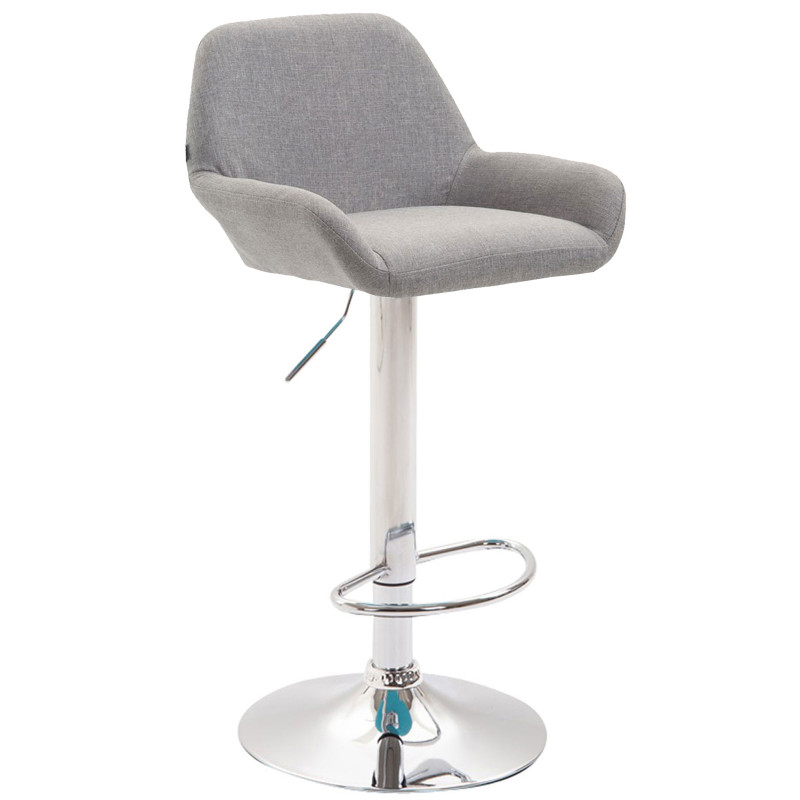 Tabouret de bar Braga, tissu, chrome gris
