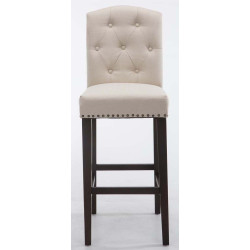 Ensemble de 2 tabourets de bar Louise, en tissu, style antique crème