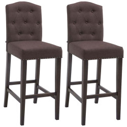 Ensemble de 2 tabourets de bar Louise, en tissu, style antique brun