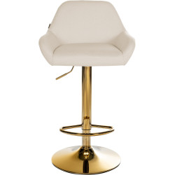 Tabouret de bar Braga en tissu doré crème