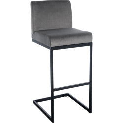 Tabouret de bar en velours Hopewell B gris