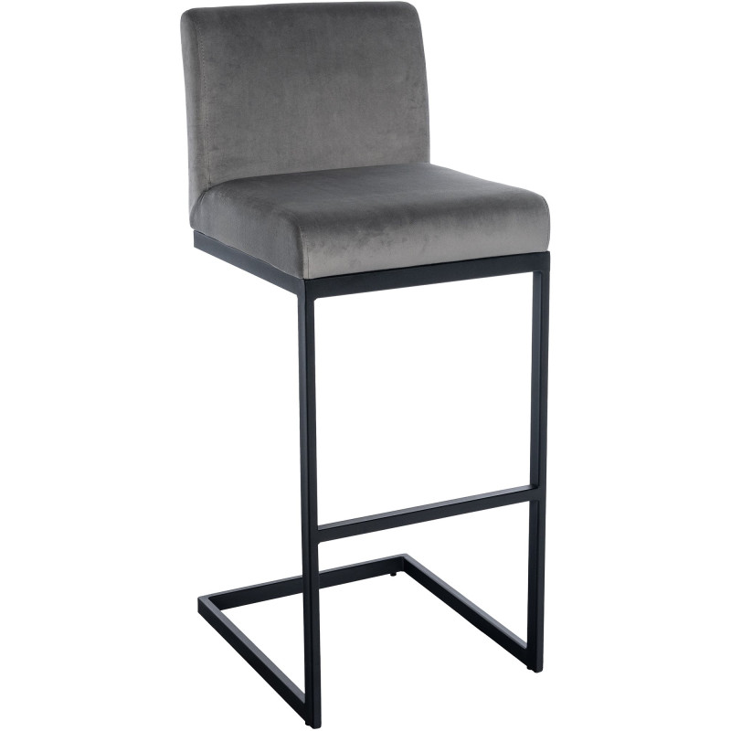 Tabouret de bar en velours Hopewell B gris