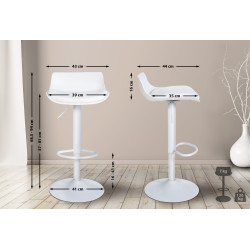 Tabouret de bar Aveiro en cuir artificiel blanc