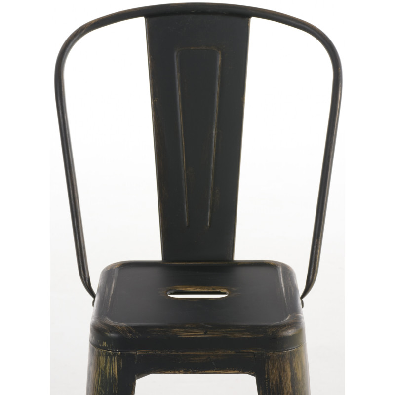 Ensemble de 4 tabourets de bar antiques Aiden noir et or