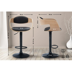 Tabouret de bar Kingston B en similicuir naturel/noir