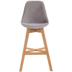 Ensemble de 2 tabourets de bar Cannes en velours, finition naturelle gris