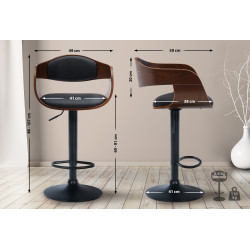 Tabouret de bar Kingston B en similicuir noyer/noir