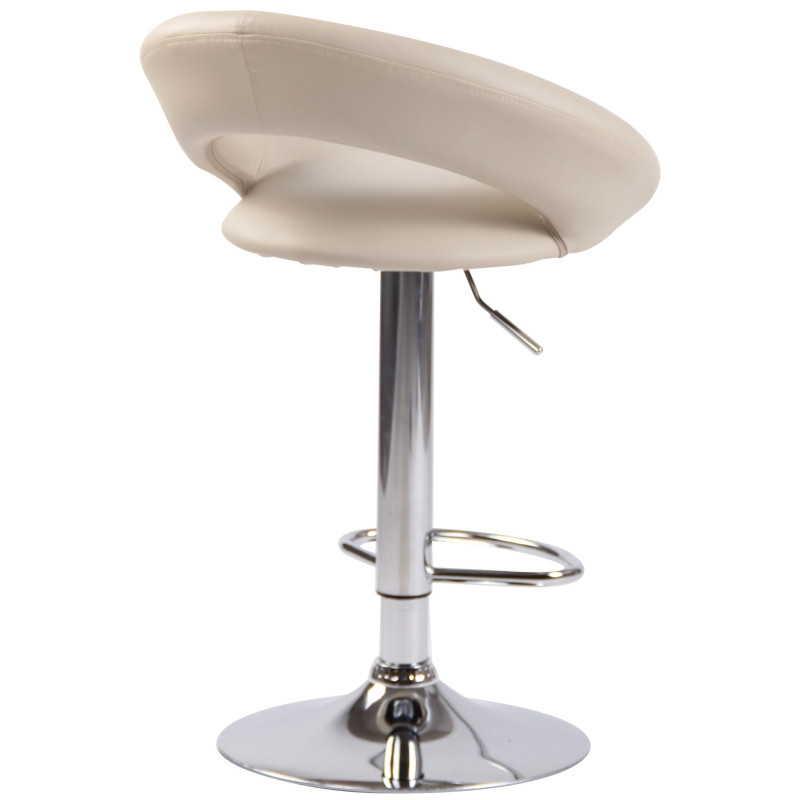 Tabouret de bar Olinda, similicuir, chromé crème