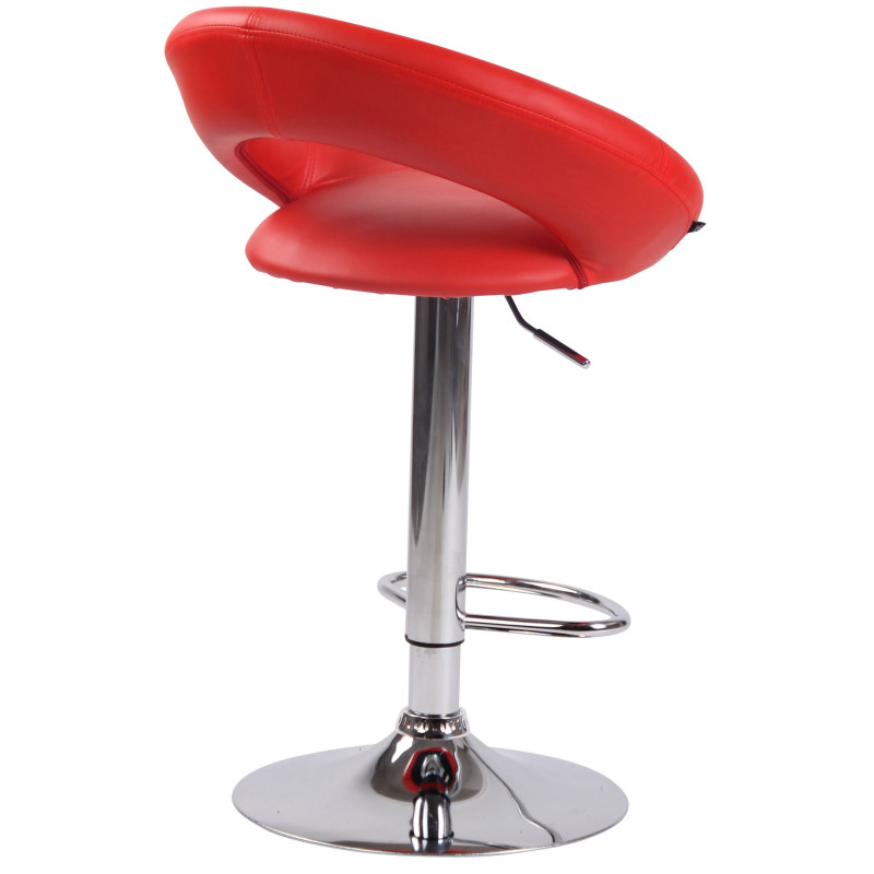 Tabouret de bar Olinda, similicuir, chromé rouge