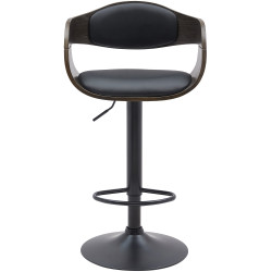 Tabouret de bar Kingston B en similicuir noir/gris