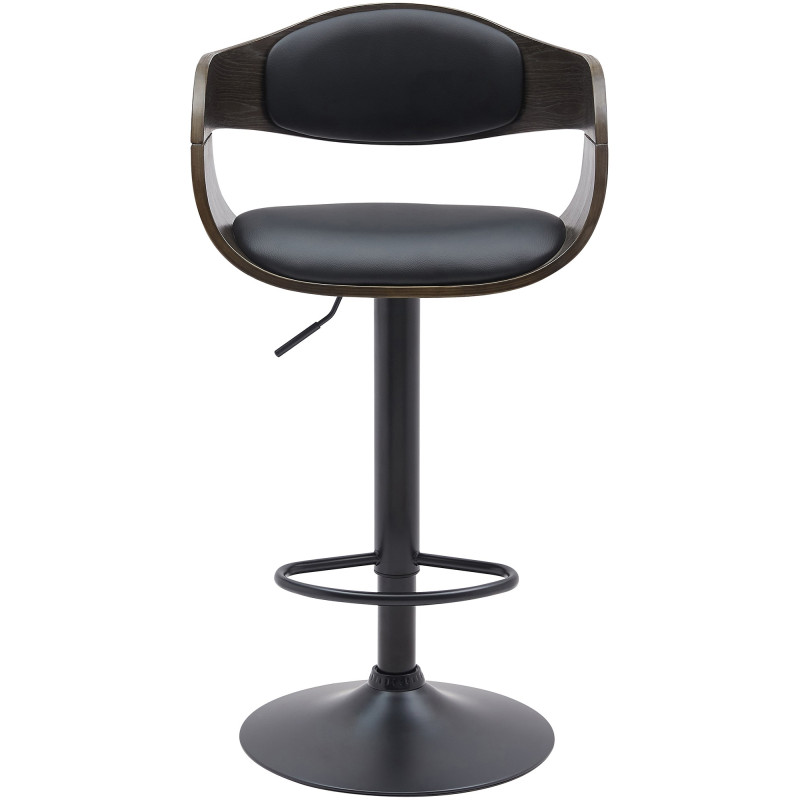 Tabouret de bar Kingston B en similicuir noir/gris