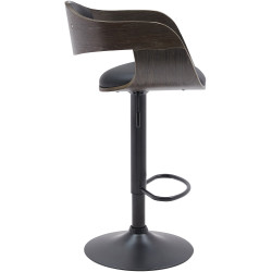 Tabouret de bar Kingston B en similicuir noir/gris