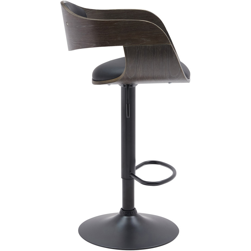 Tabouret de bar Kingston B en similicuir noir/gris