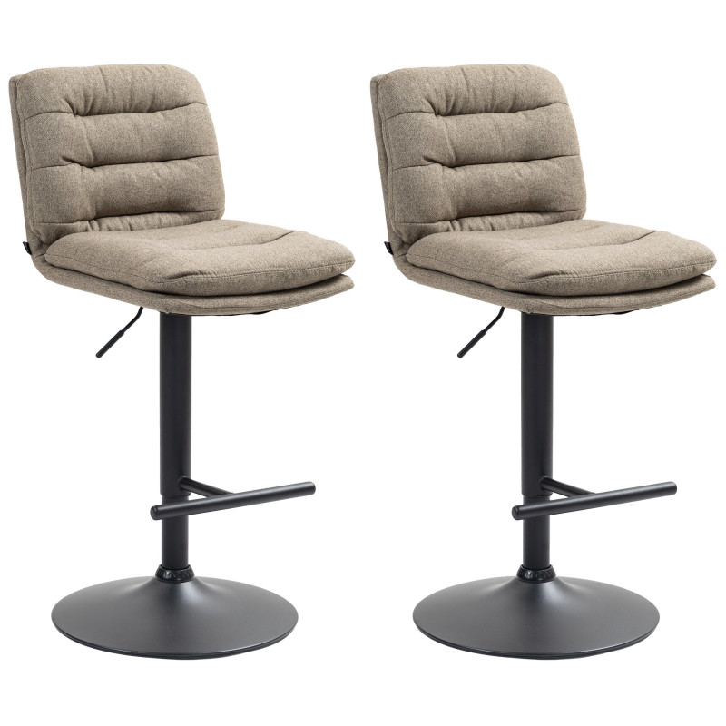 Lot de 2 tabourets de bar en tissu Damar taupe