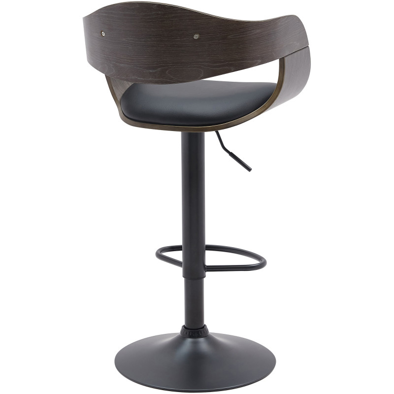 Tabouret de bar Kingston B en similicuir noir/gris
