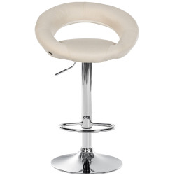 Tabouret de bar Olinda, tissu, chrome crème