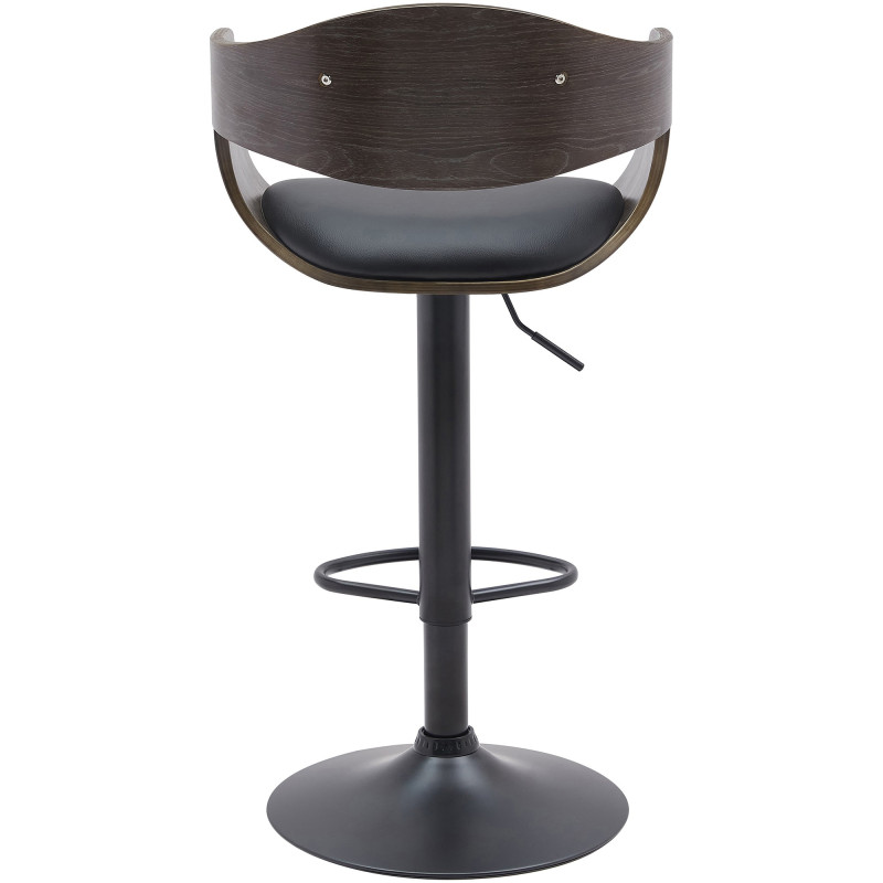 Tabouret de bar Kingston B en similicuir noir/gris