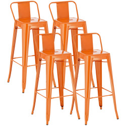 Ensemble de 4 tabourets de bar Mason orange