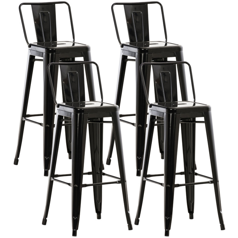 Ensemble de 4 tabourets de bar Mason noir