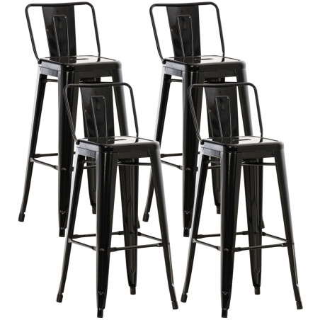Ensemble de 4 tabourets de bar Mason noir