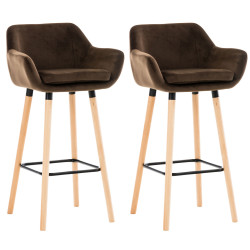 Ensemble de 2 tabourets de bar Grant en velours brun