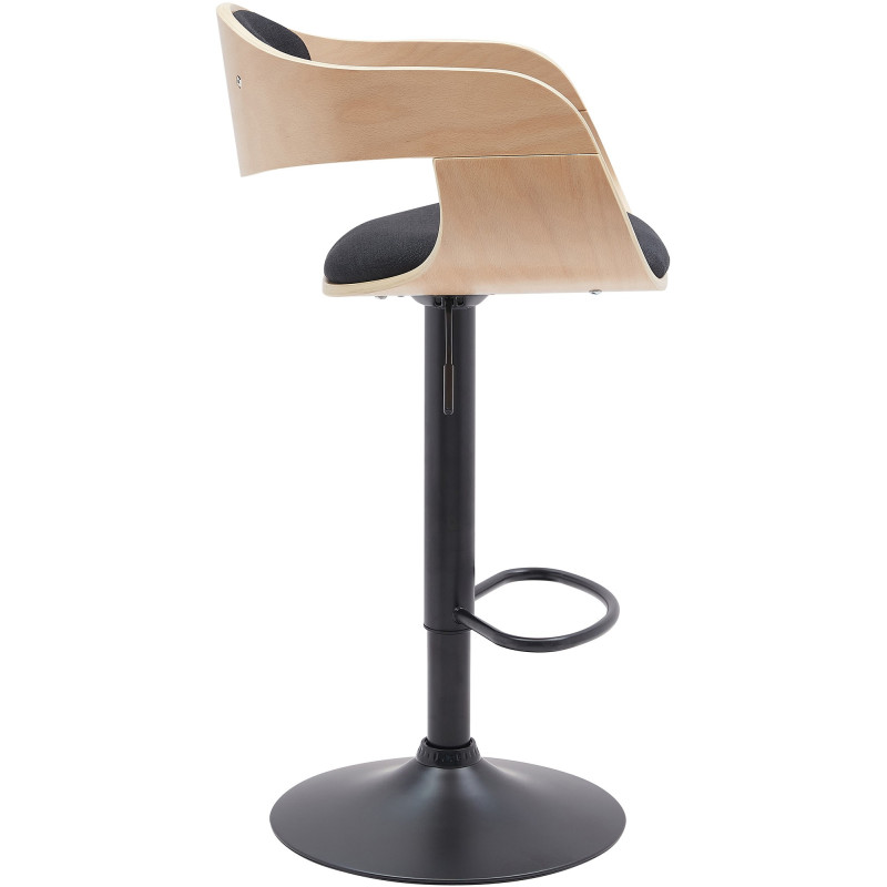 Tabouret de bar Kingston B en tissu naturel/noir