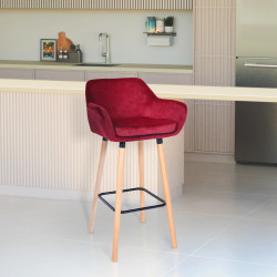 Ensemble de 2 tabourets de bar Grant en velours rouge