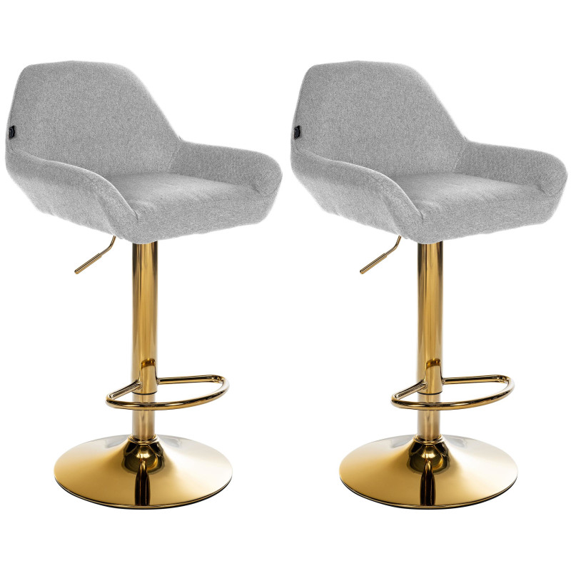 Lot de 2 tabourets de bar en tissu Braga Gold gris