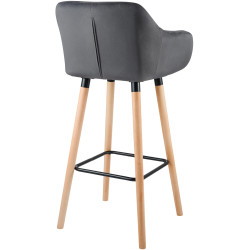 Ensemble de 2 tabourets de bar Grant en velours gris